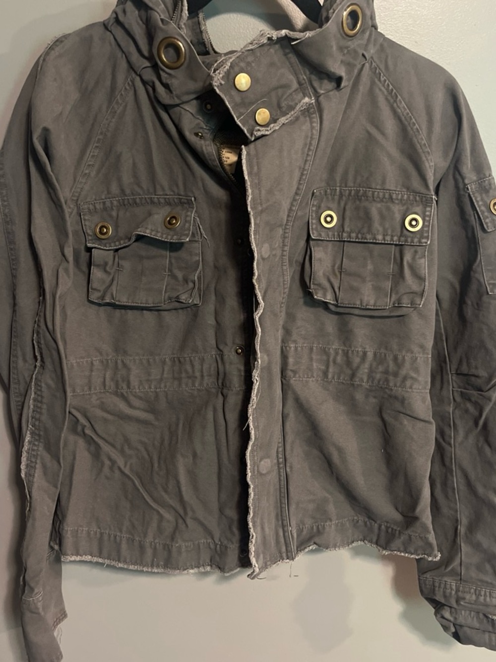 Slate Gray Utility Jacket with Hood